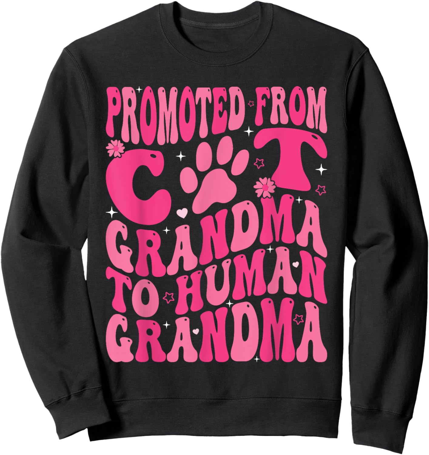 Promoted From Cat Grandma To Human Grandma Mother's Day Sweatshirt - Sweatshirt | Black