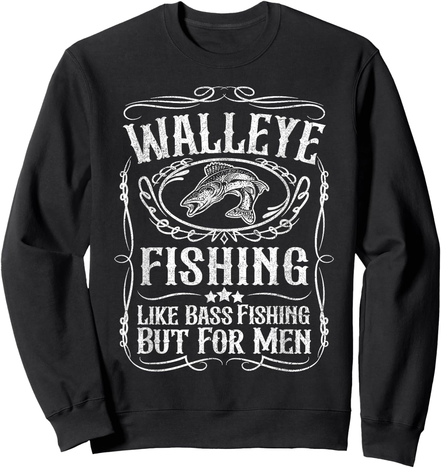 Funny Walleye Fishing Fisherman Dad Fathers Day Sweatshirt - Sweatshirt | Black