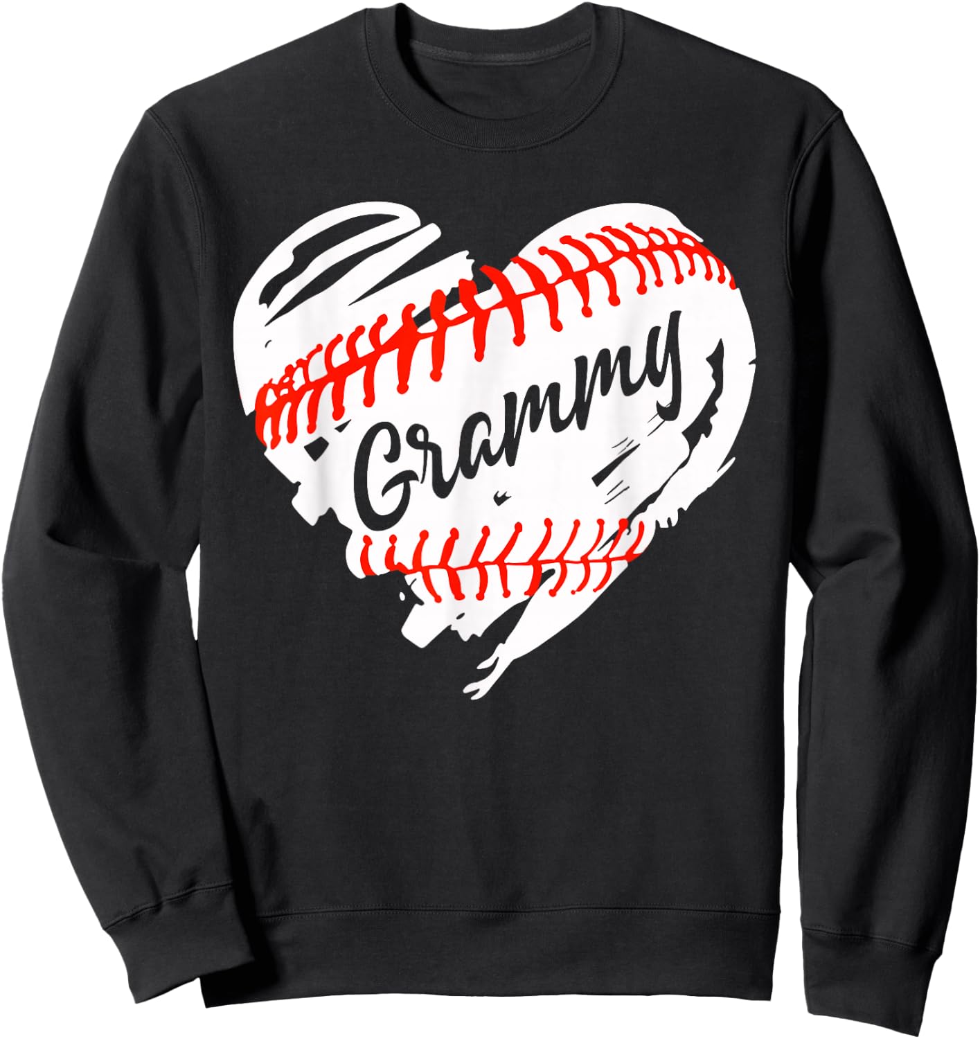 Baseball Heart Baseball Grammy Women Softball Mom Short Sweatshirt - Sweatshirt | Black