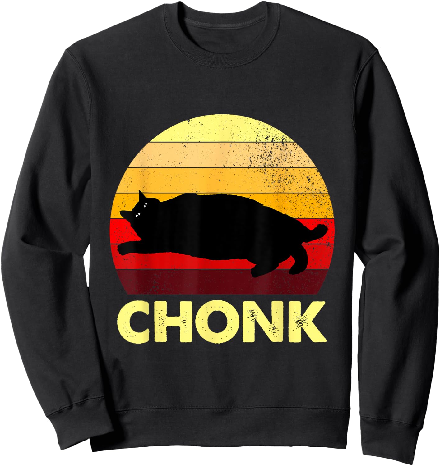 Retro Funny Chonk Cat Women Sweatshirt - Sweatshirt | Black