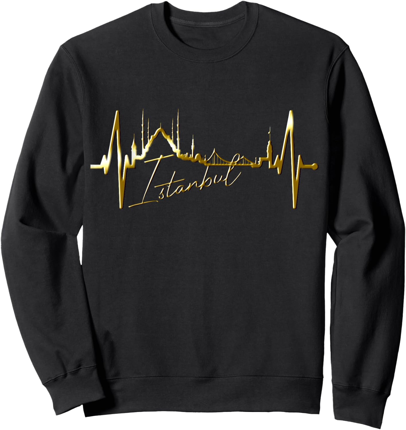 Istanbul Skyline Heartbeat Turkey Blue Mosque Love Istanbul Sweatshirt - Sweatshirt | Black