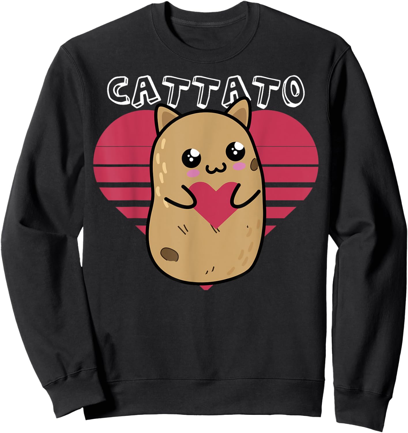Cat Potato Cattato Hilarious Novelty design Women Sweatshirt - Sweatshirt | Black
