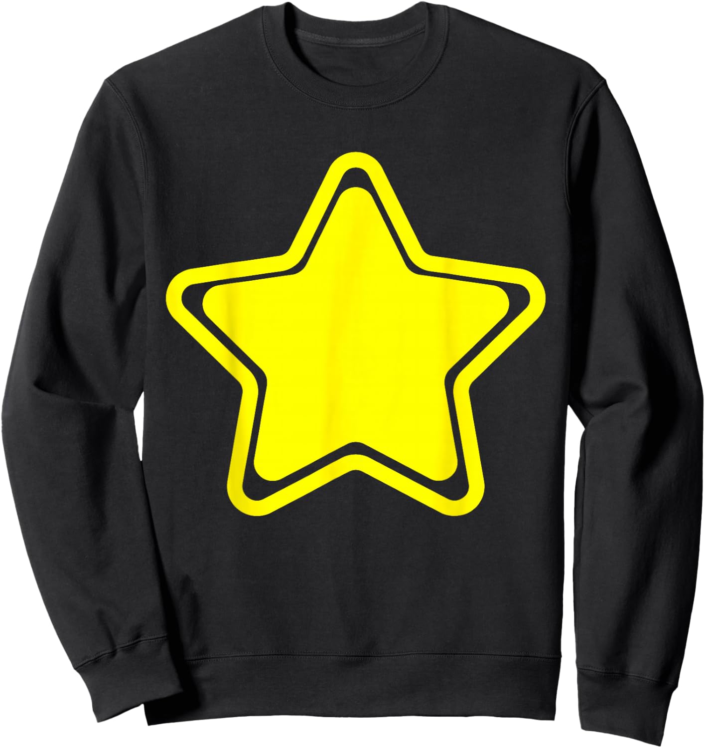 Large Yellow Star with Border - Yellow Star , black Sweatshirt - Sweatshirt | Black