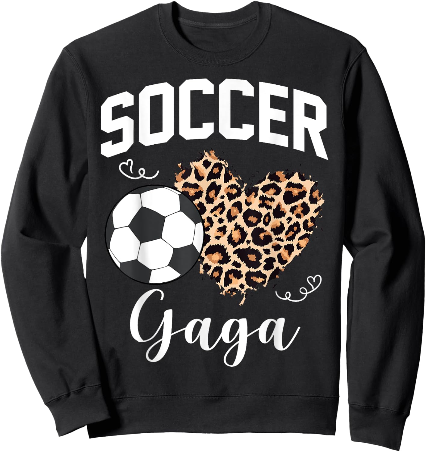 Soccer Gaga Heart Leopard Mom Grandma Matching Family Sweatshirt - Sweatshirt | Black