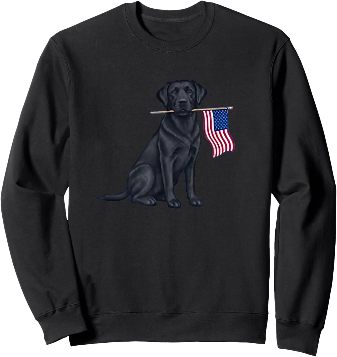 Black Labrador American Flag Sweatshirt - Sweatshirt | Black