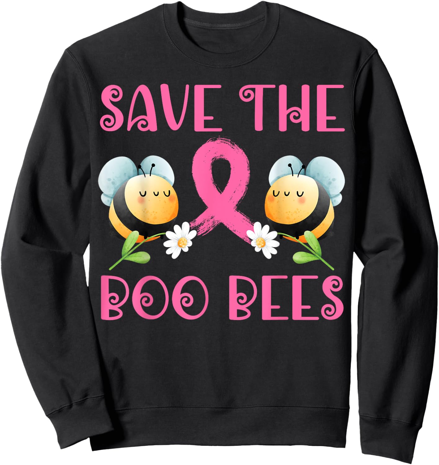 Save The Boo Bees Breast Warrior Survivor Cancer Awareness Sweatshirt - Sweatshirt | Black