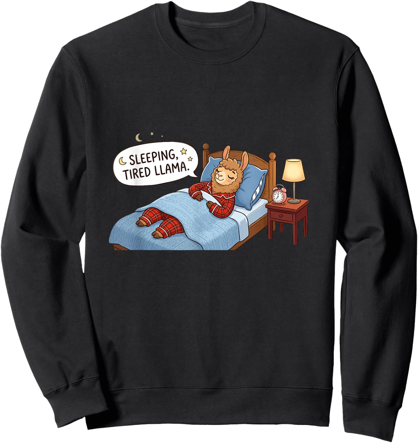 Sleeping Tired Llama Cute Pajamas Alpaca Funny Sleep Lover Sweatshirt - Sweatshirt | Black