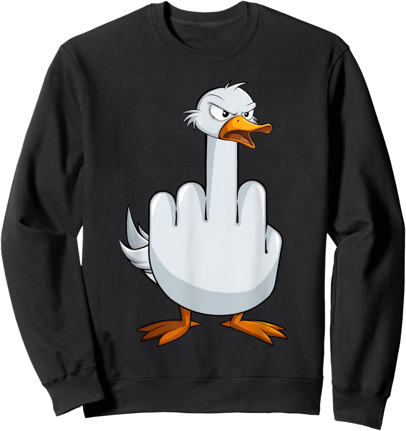 I Don't Give A Duck Middle Finger Funny Offensive Rude Duck Sweatshirt - Sweatshirt | Black