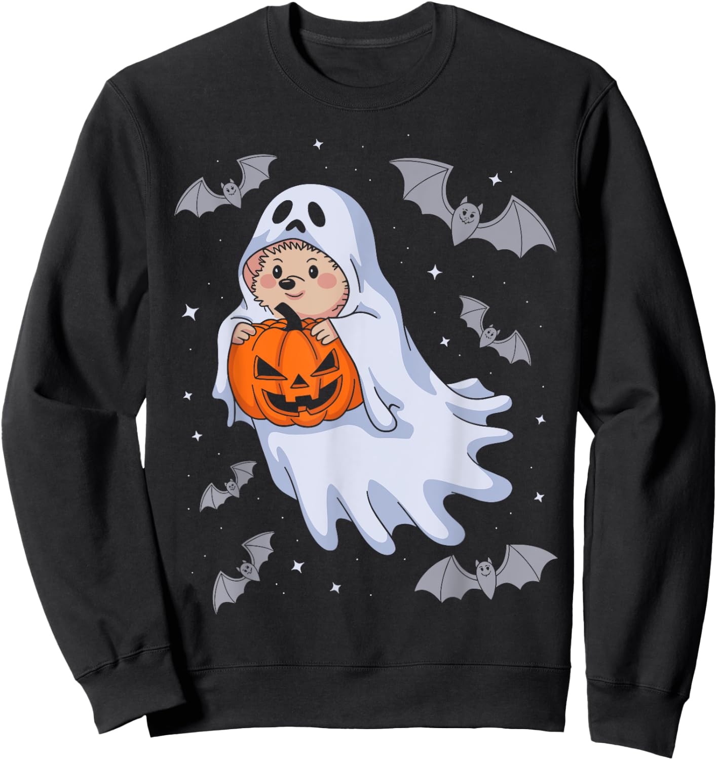 Funny Ghost Hedgehog Lovers Spooky Halloween Pumpkin Costume Sweatshirt - Sweatshirt | Black