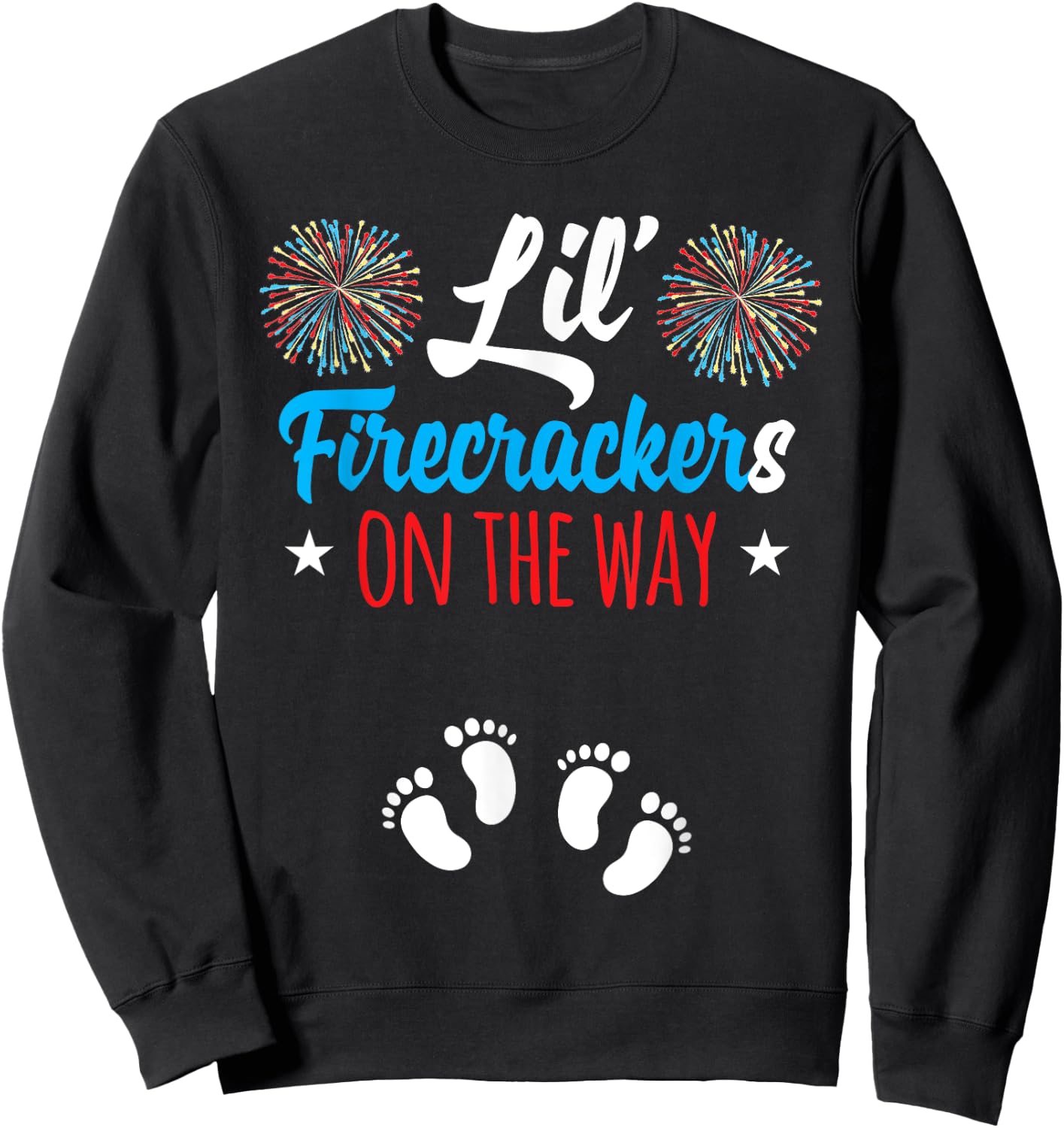 Mom of Twins Pregnancy Announcement 4th of July Pregnancy Sweatshirt - Sweatshirt | Black