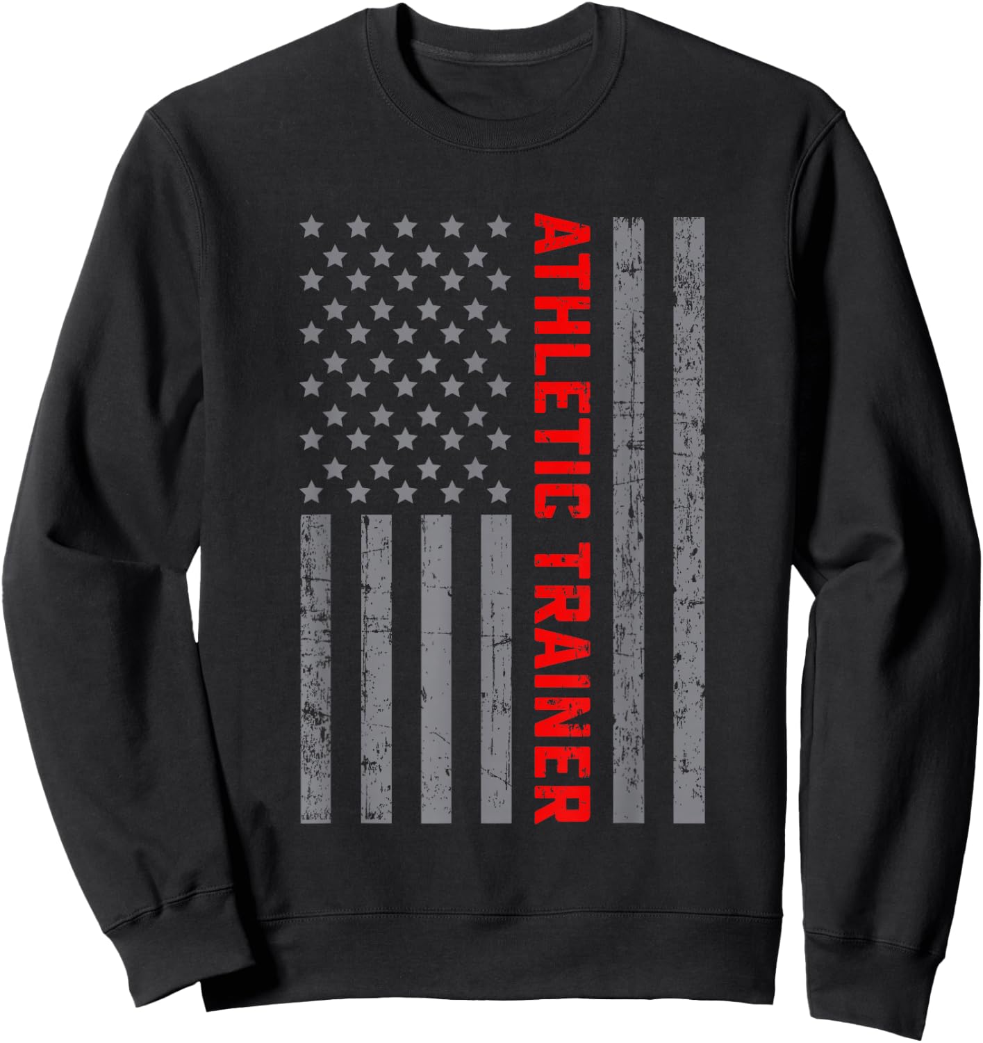 Athletic Trainer Vintage US Flag Dad Sweatshirt - Sweatshirt | Black