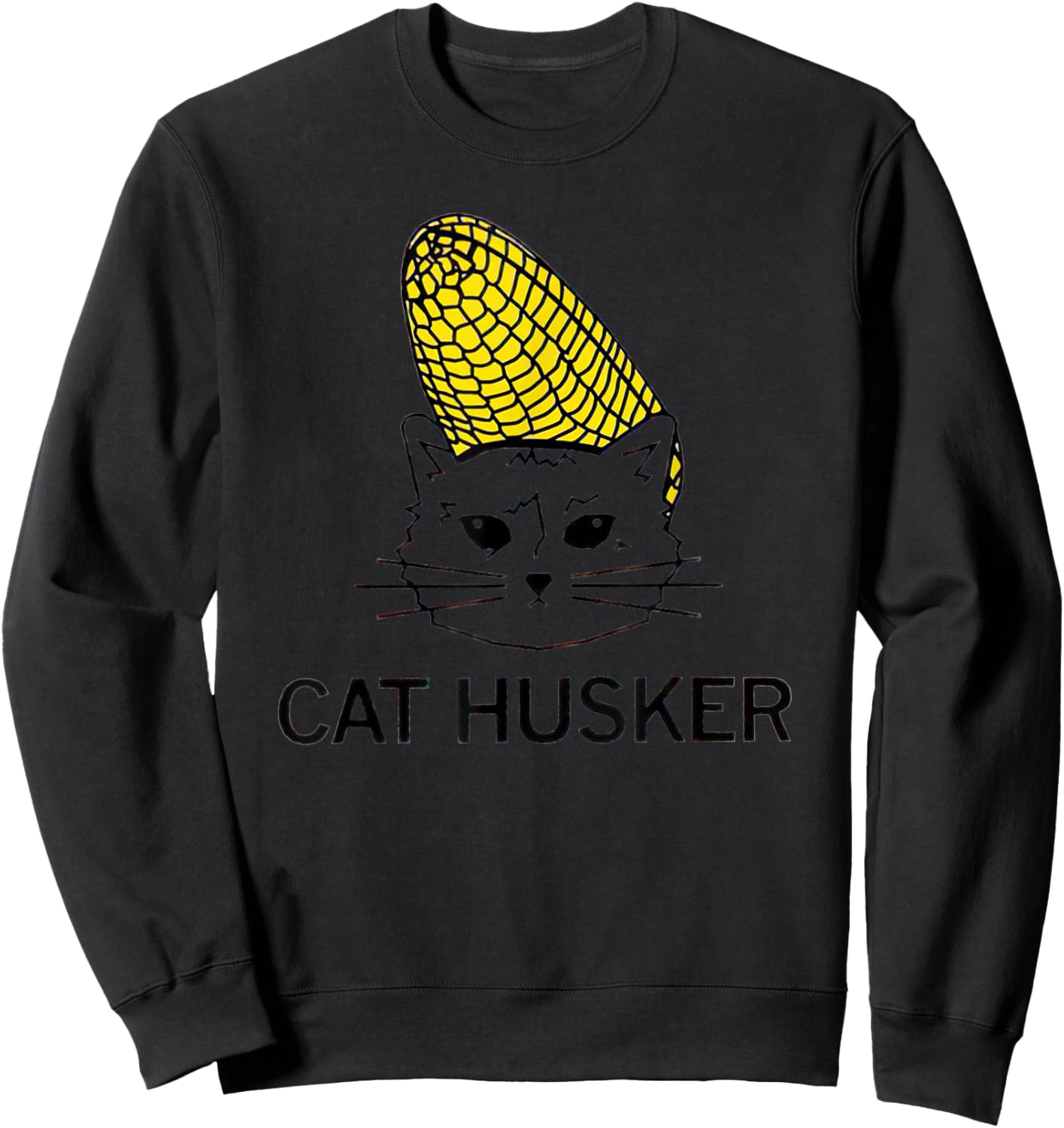 Cat Husker Corn Funny Women Sweatshirt - Sweatshirt | Black