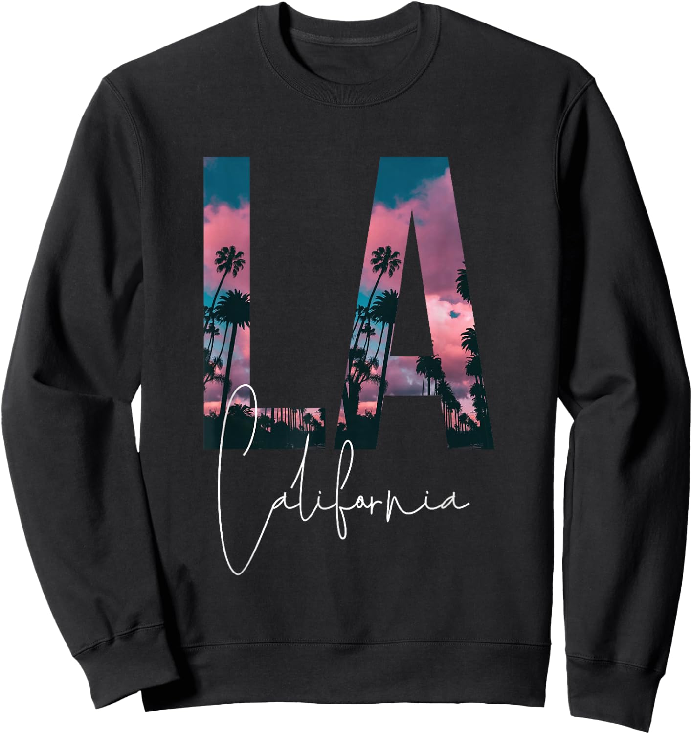 LA California Los Angeles Palm Trees Venice Beach Skyline , black Sweatshirt - Sweatshirt | Black