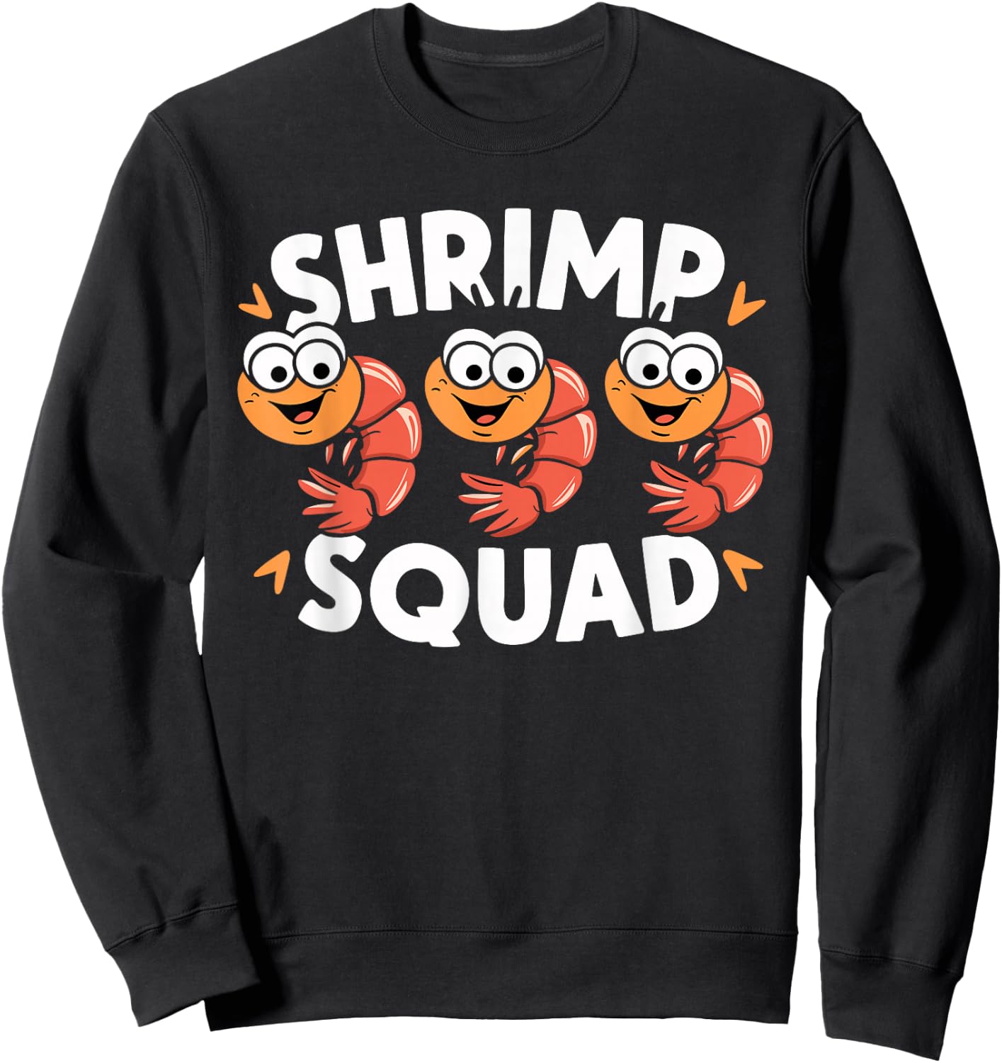 Kids Shrimp Shirts for Shrimp Lovers Shrimp Squad | -Kids Black Cartoon Lover Kids Sweatshirt - Sweatshirt | Black