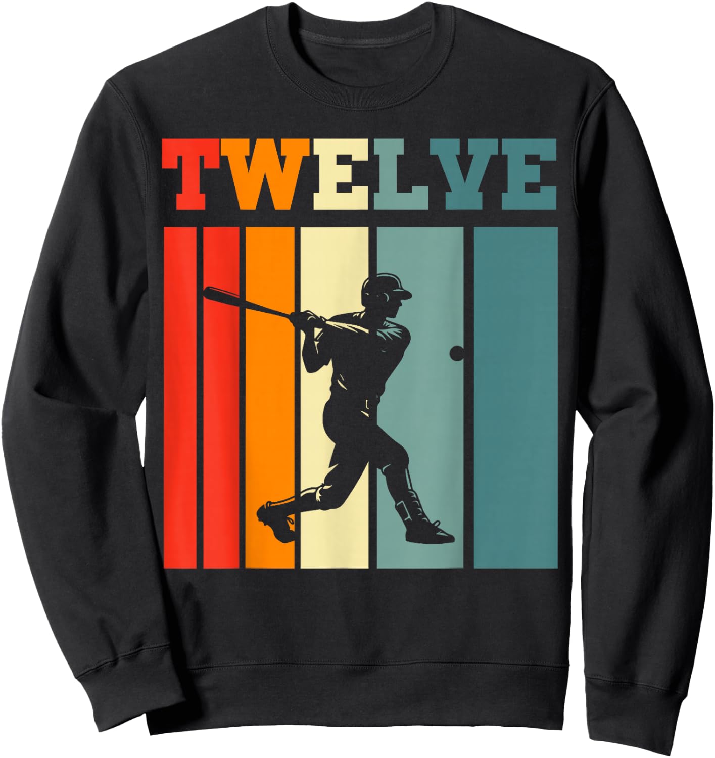 Retro Twelve Baseball 12th Bday Party 12 Years Old Sweatshirt - Sweatshirt | Black