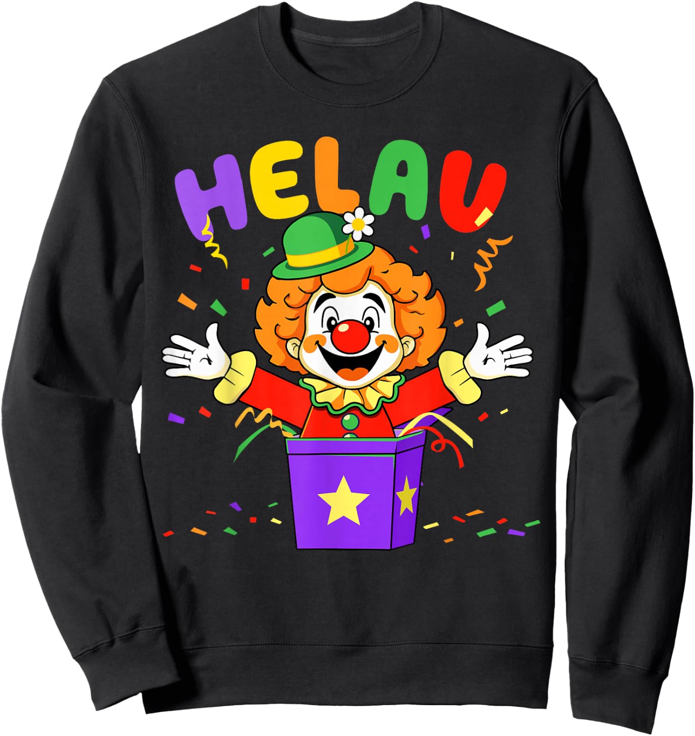 Helau Clown in Box Costume for Carnival Fancy Dress Sweatshirt - Sweatshirt | Black