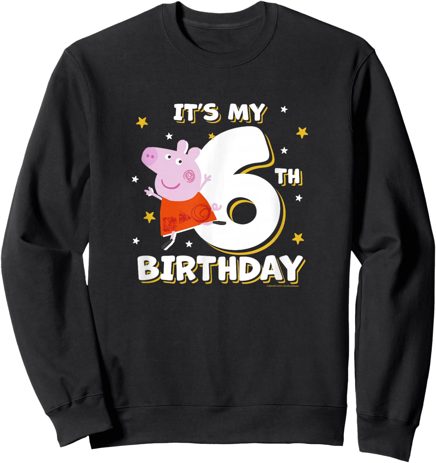 Peppa Pig It's My 6th Birthday Holiday Stars Celebration Sweatshirt - Sweatshirt | Black