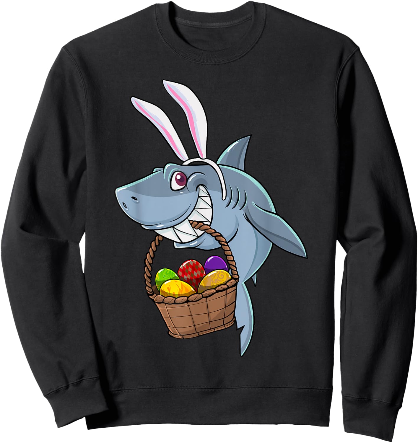 Cute Bunny Shark Easter For Boys Girls Sweatshirt - Sweatshirt | Black