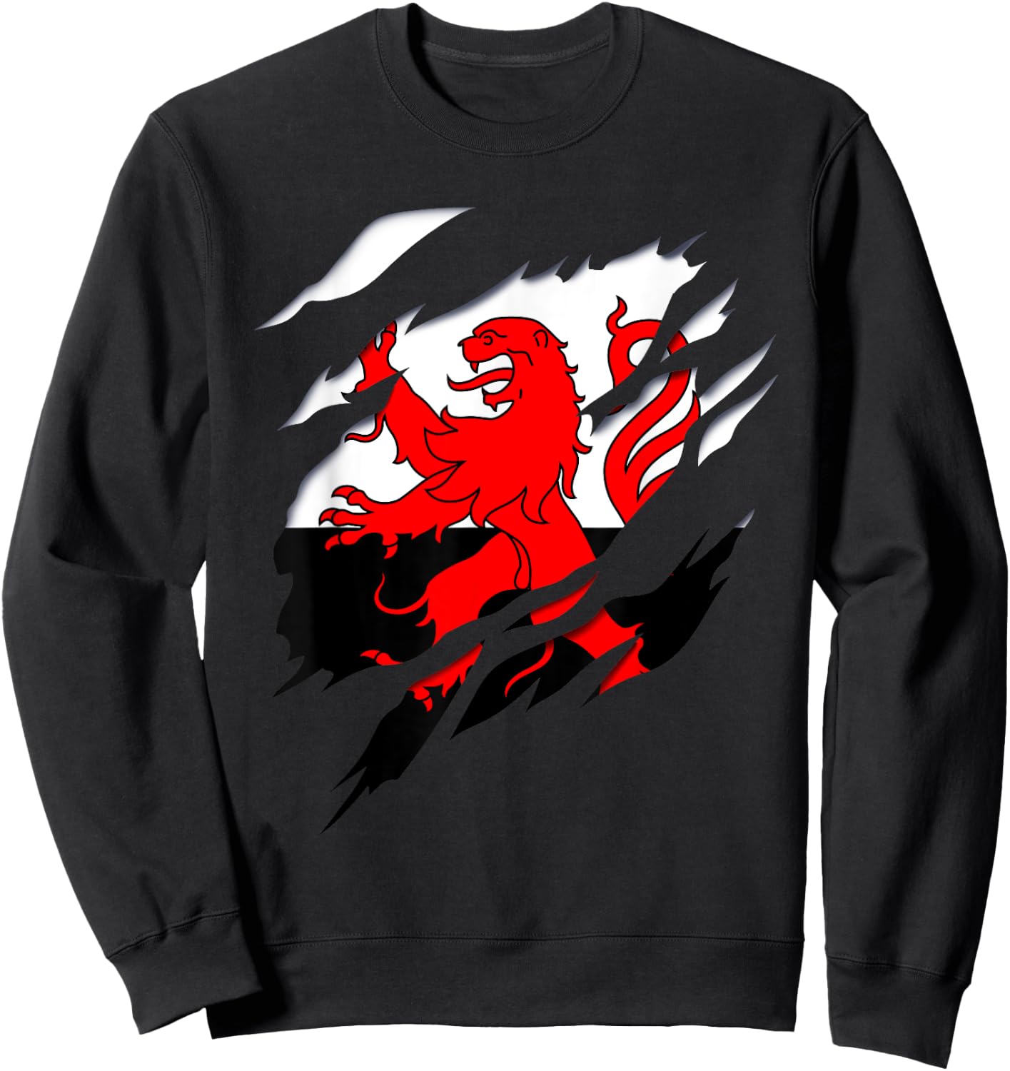 Flag Poitou Crest Torn 3D Effect France , Black, S Sweatshirt - Sweatshirt | Black
