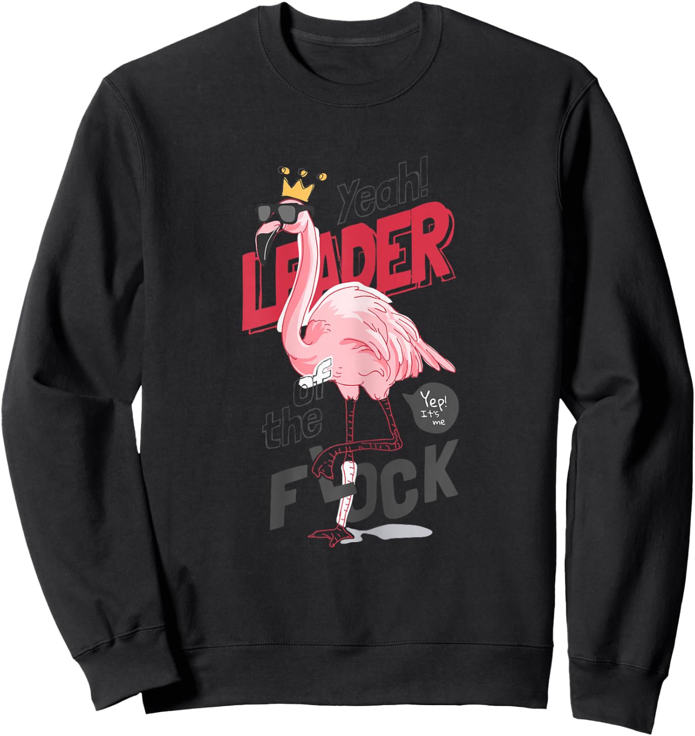 Leader Of The Flock Flamingo Mother's Day Sweatshirt - Sweatshirt | Black