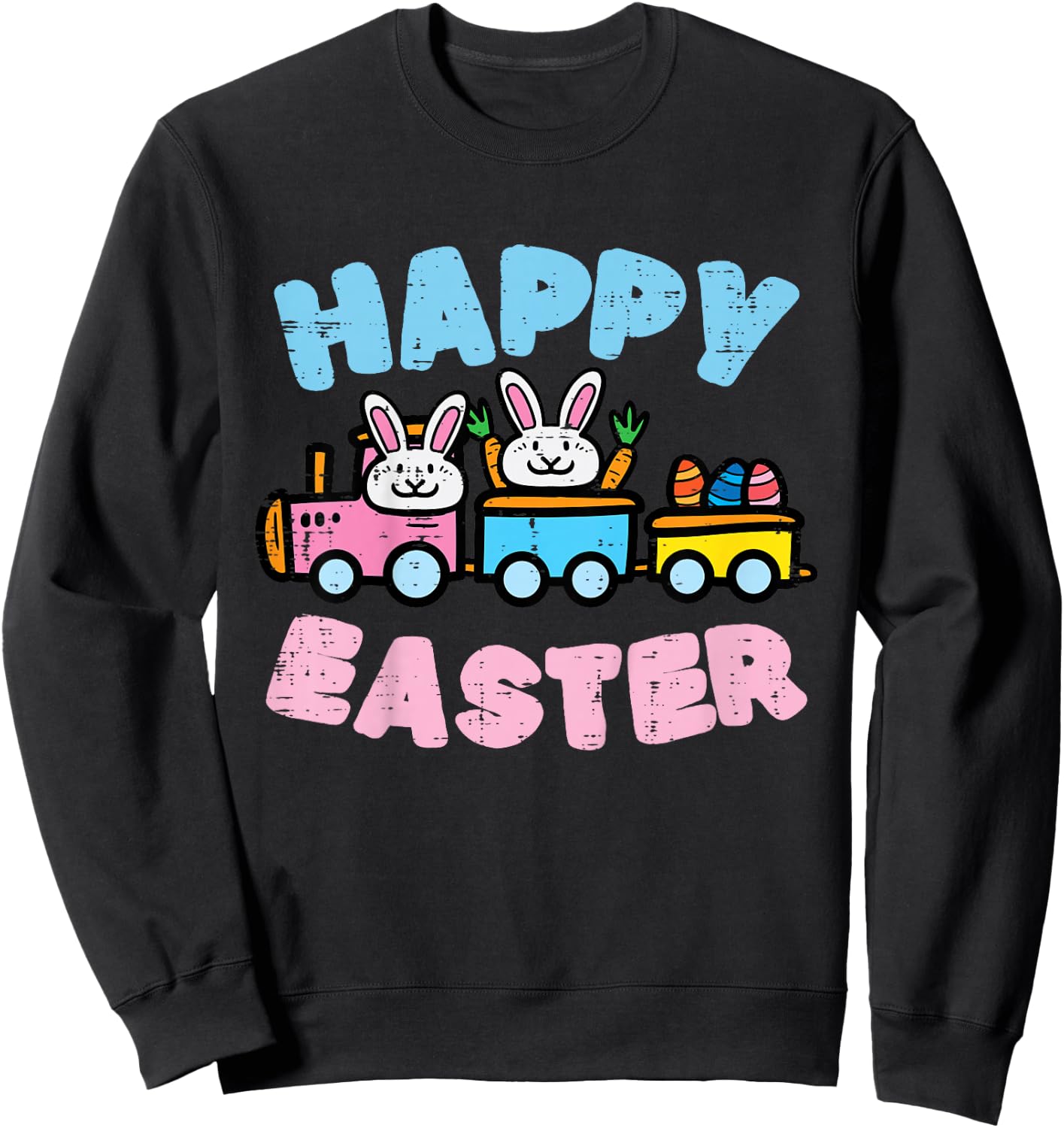 Kids Happy Easter Train Bunny Cute Spring Boys Kids Toddler Youth Sweatshirt - Sweatshirt | Black