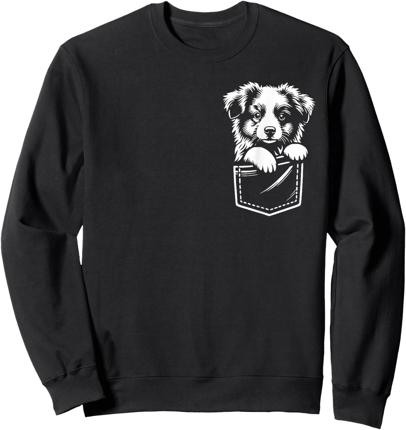 Cute Australian Shepherd Peeking Aussie Dog Graphic Design Sweatshirt - Sweatshirt | Black