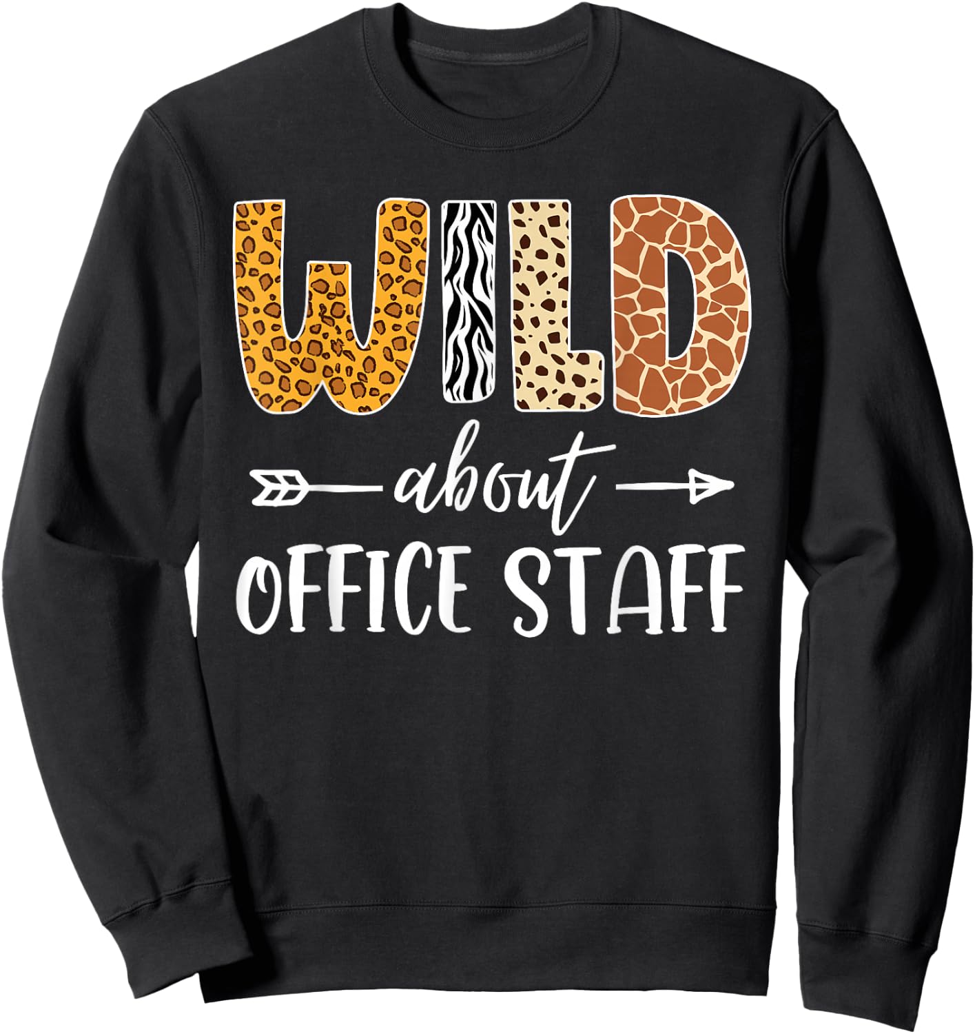 Wild About Office Staff Leopard Teacher Back to School Kids Sweatshirt - Sweatshirt | Black