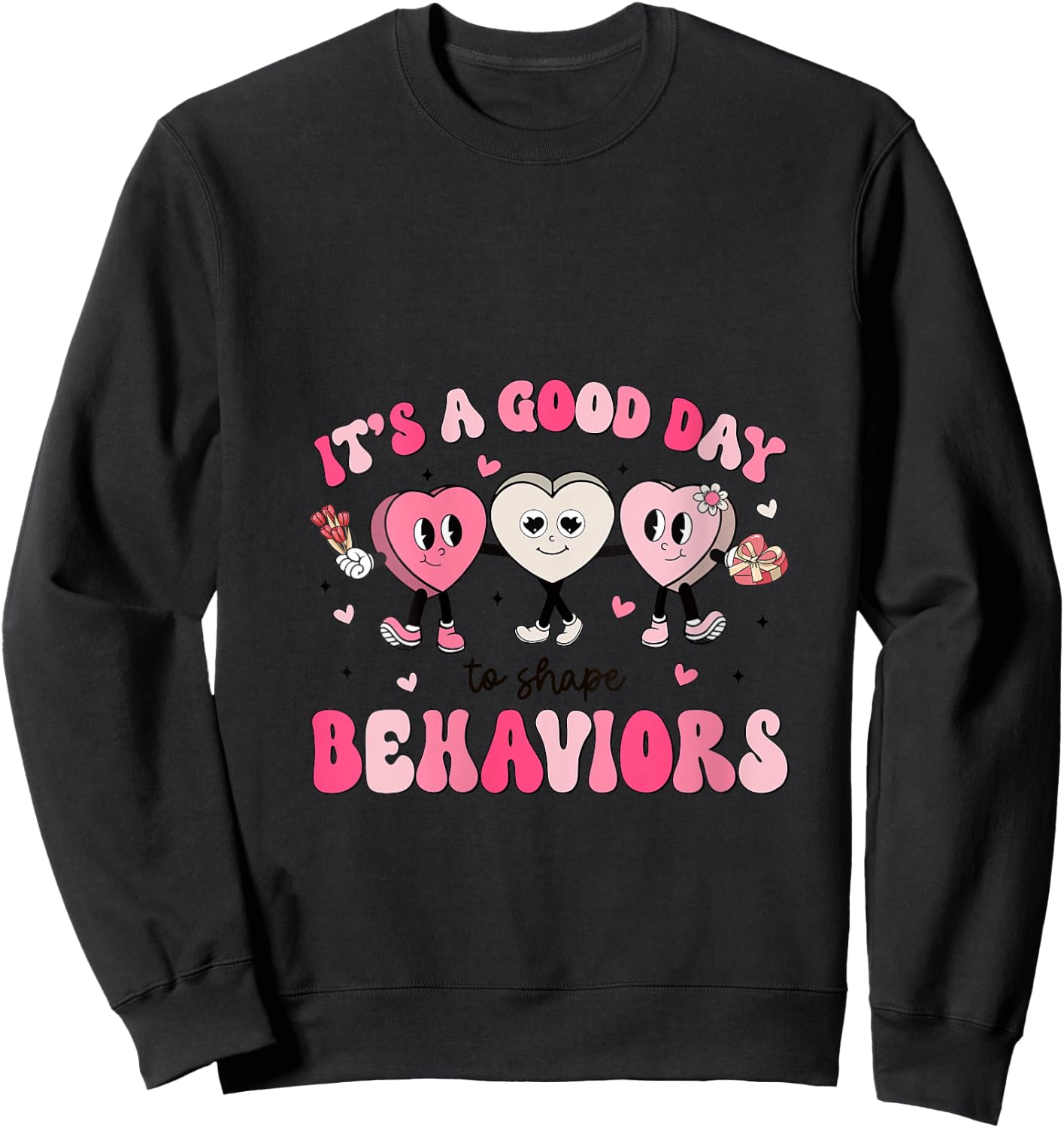 It's A Beautiful Day To Shape Behaviors Analyst Valentine V-Neck Sweatshirt - Sweatshirt | Black