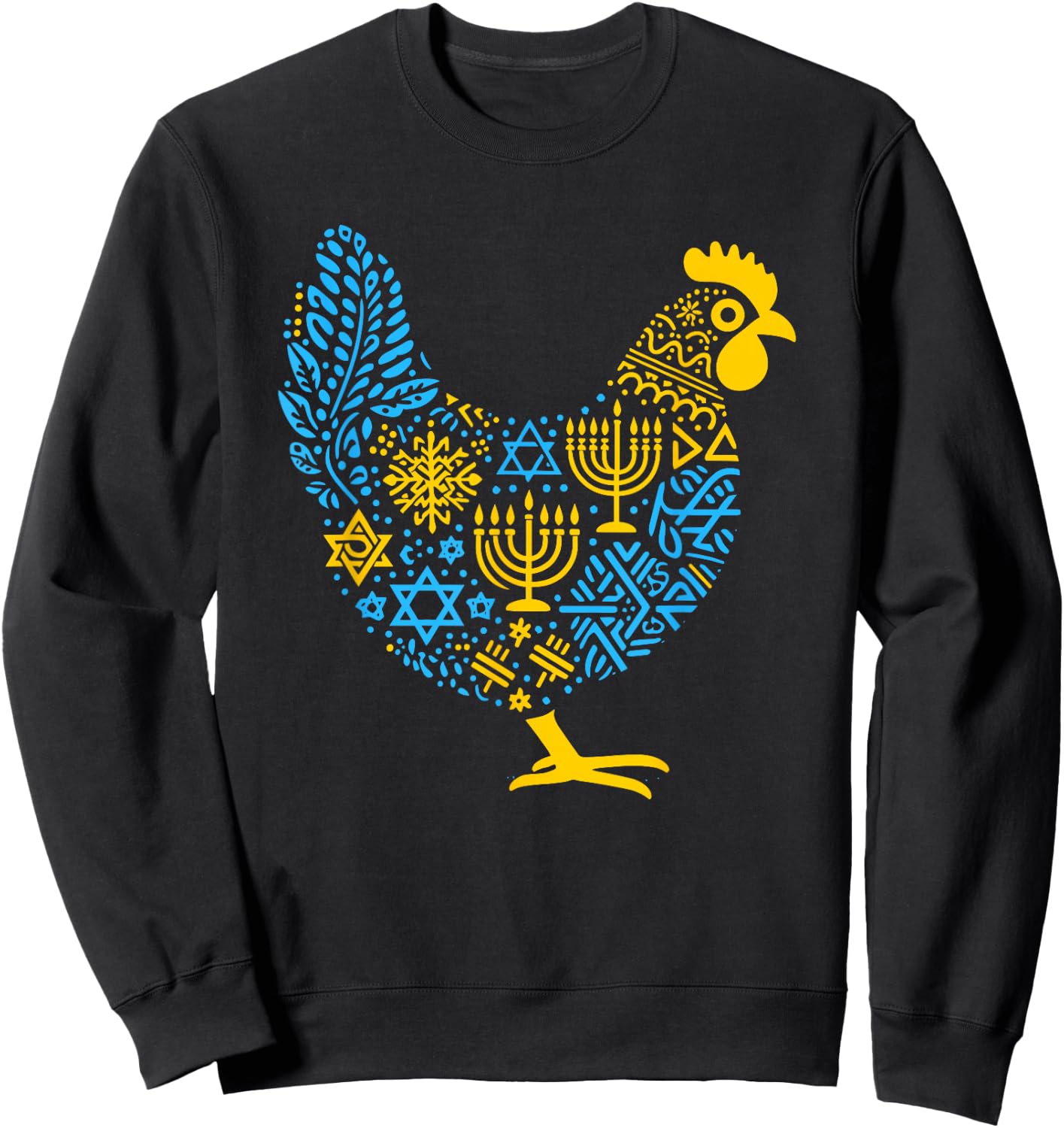 Chicken Menorah Dreidel Jewish Hanukkah Kids Sweatshirt - Sweatshirt | Black