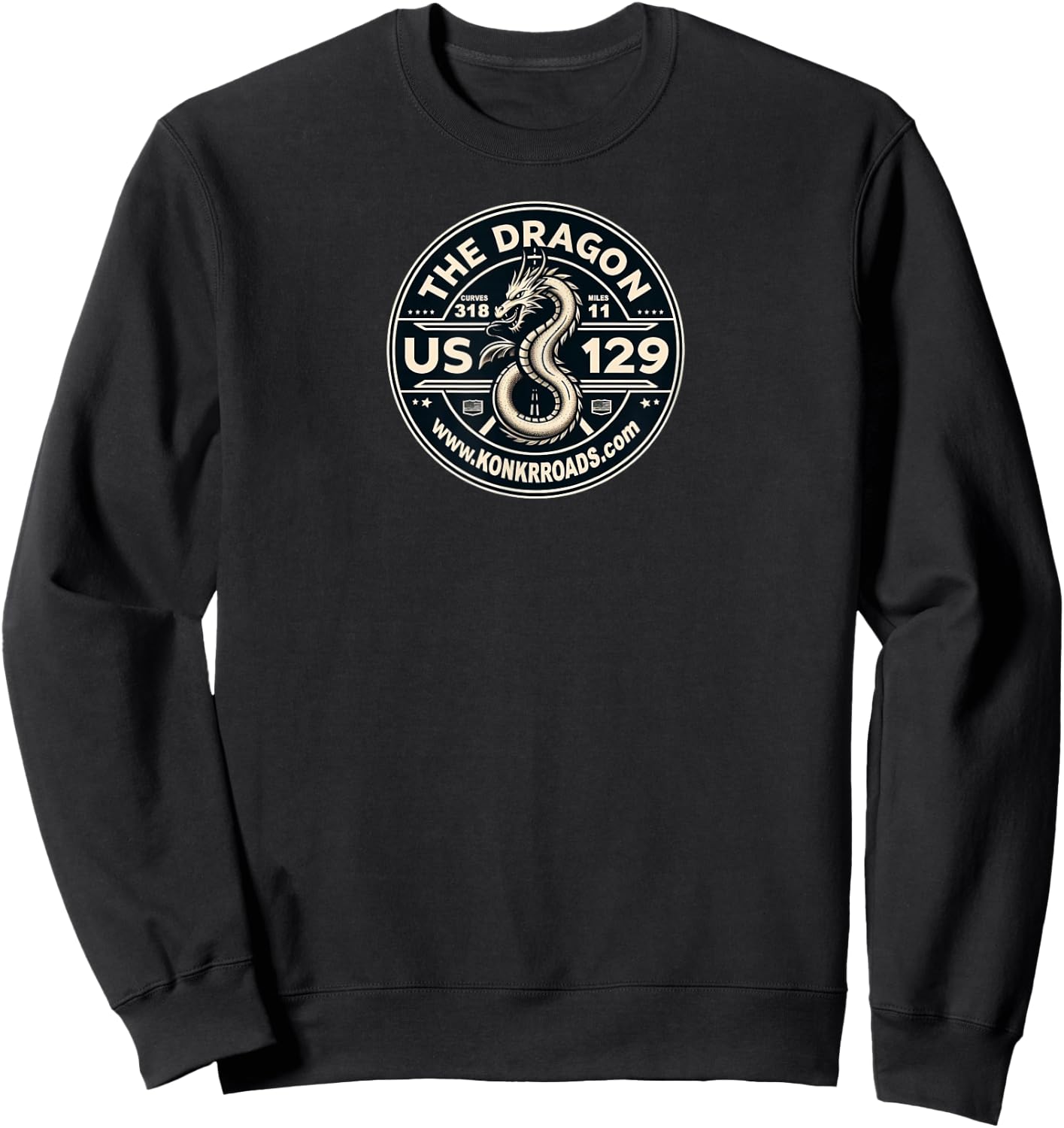 KONKR Roads US129 The Dragon Tail of Deals Gap NC TN Sweatshirt - Sweatshirt | Black