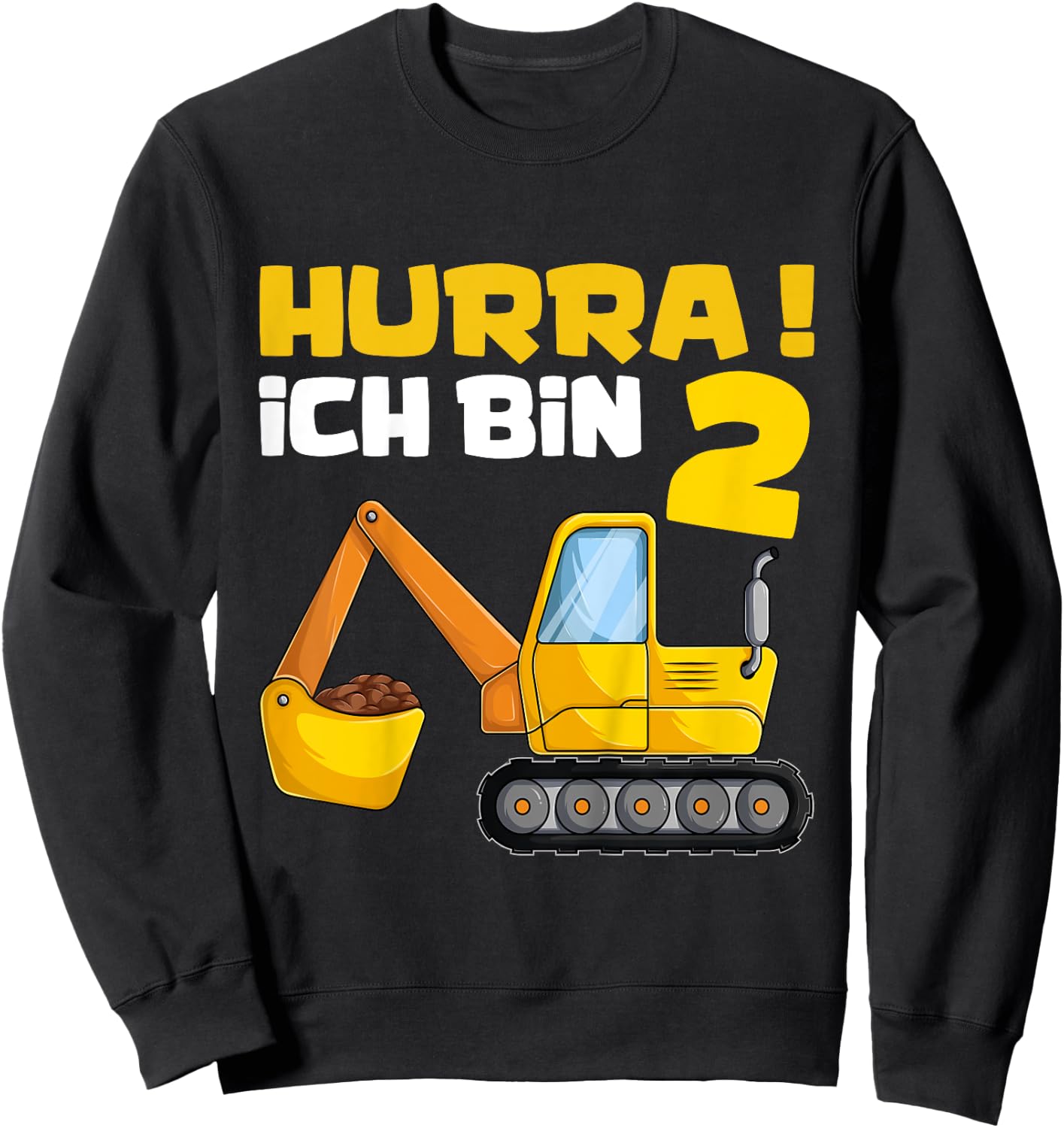 Hurra Ich Bin 2. Geburtstag Jungen Shirts, Zwei Jahre Bagger Sweatshirt - Sweatshirt | Black