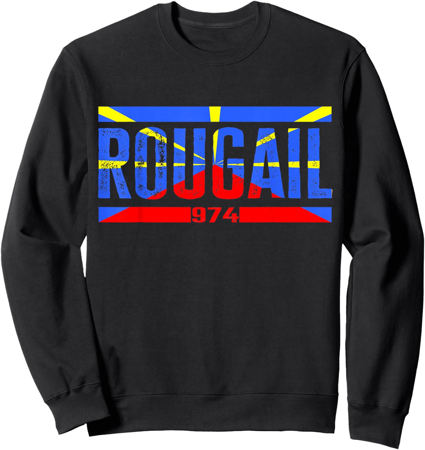Island of the Réunion 974 representing Creole Rouge Flag , Black Sweatshirt - Sweatshirt | Black
