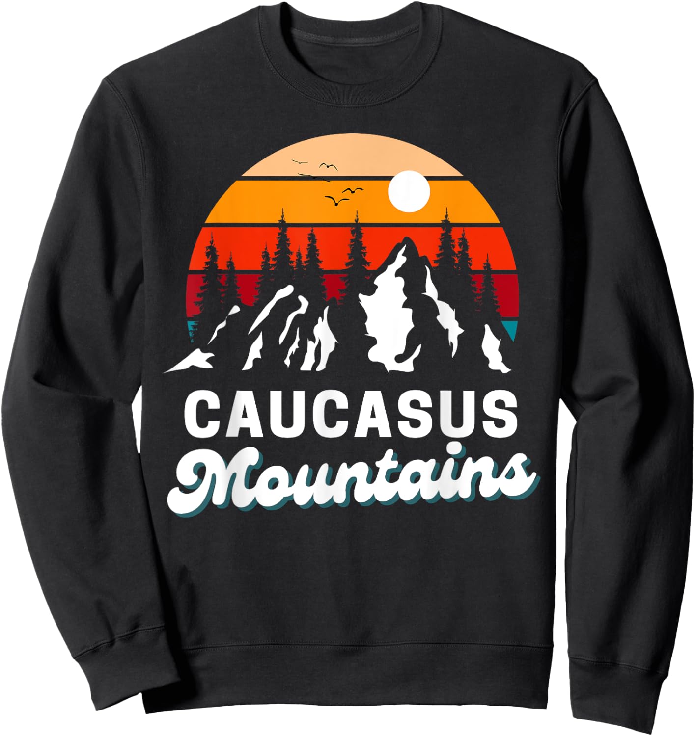 Caucasus Mountains Outdoor Hiking Nature Retro Souvenir Sweatshirt - Sweatshirt | Black