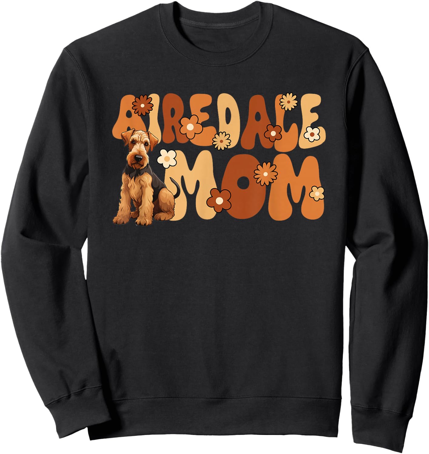 Airedale Terrier Groovy World's Best Airedale Mom Sweatshirt - Sweatshirt | Black