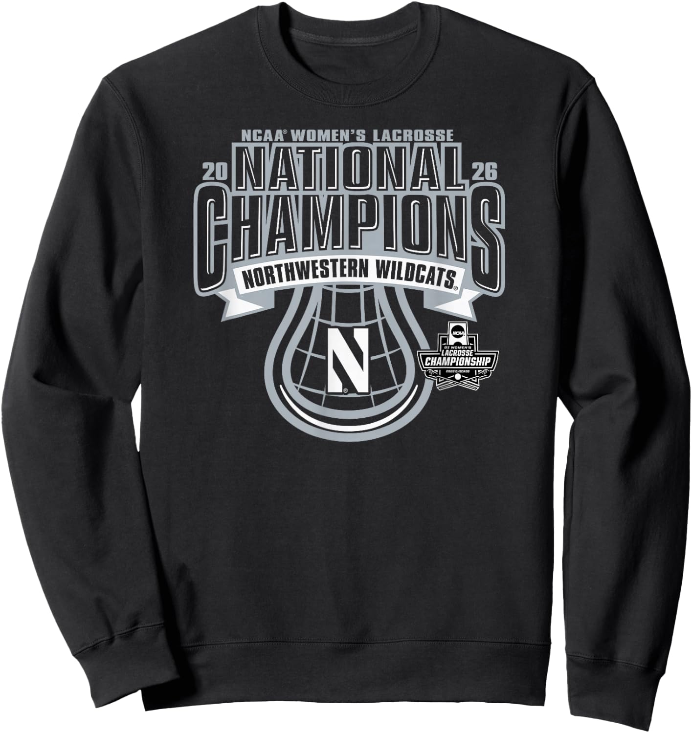 Northwestern Wildcats National Champs 2026 Women's Lacrosse Sweatshirt - Sweatshirt | Black