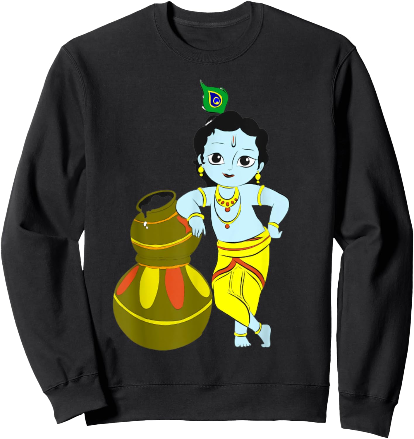 Yoga Meditation Spiritual Hindu God Krishna Sweatshirt - Sweatshirt | Black
