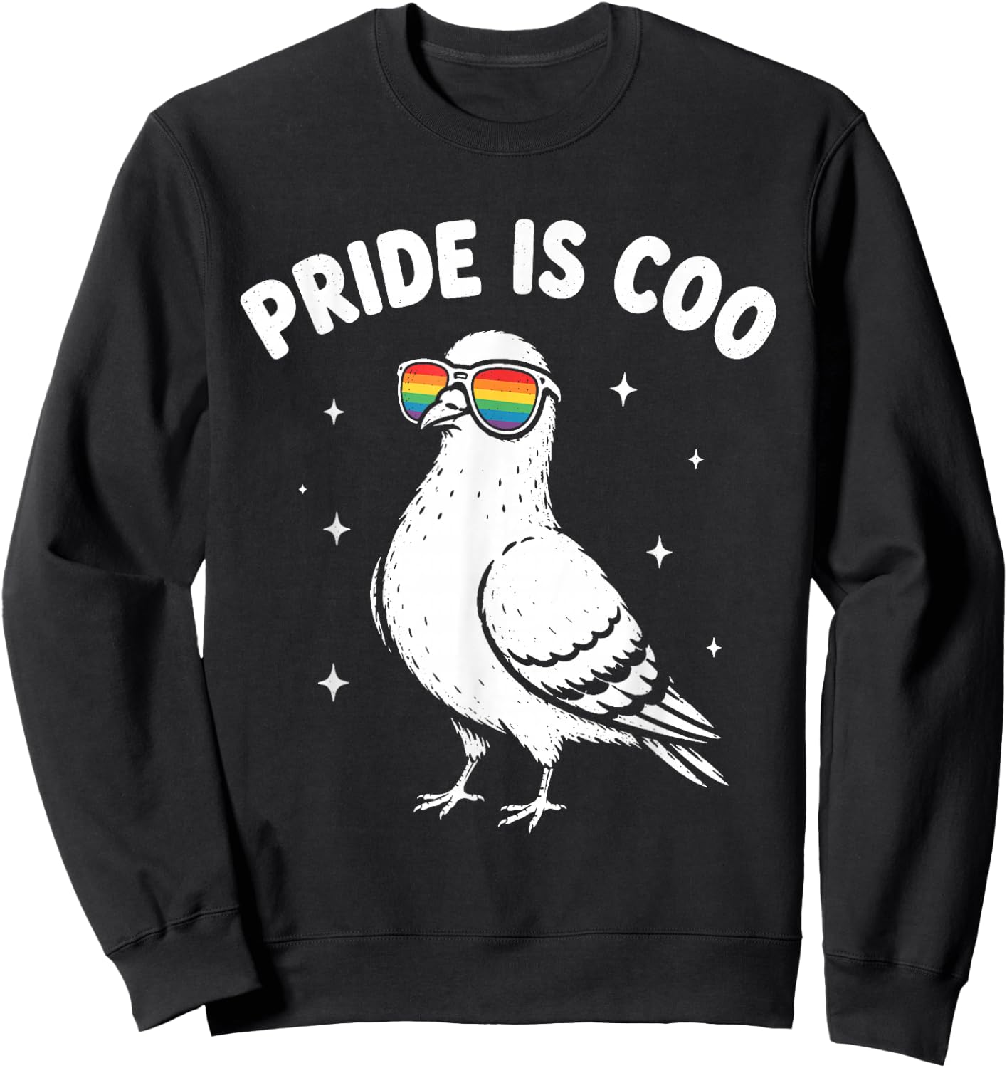 Pride is Coo Cute LGBTQ Pigeon Funny Pun Sweatshirt - Sweatshirt | Black