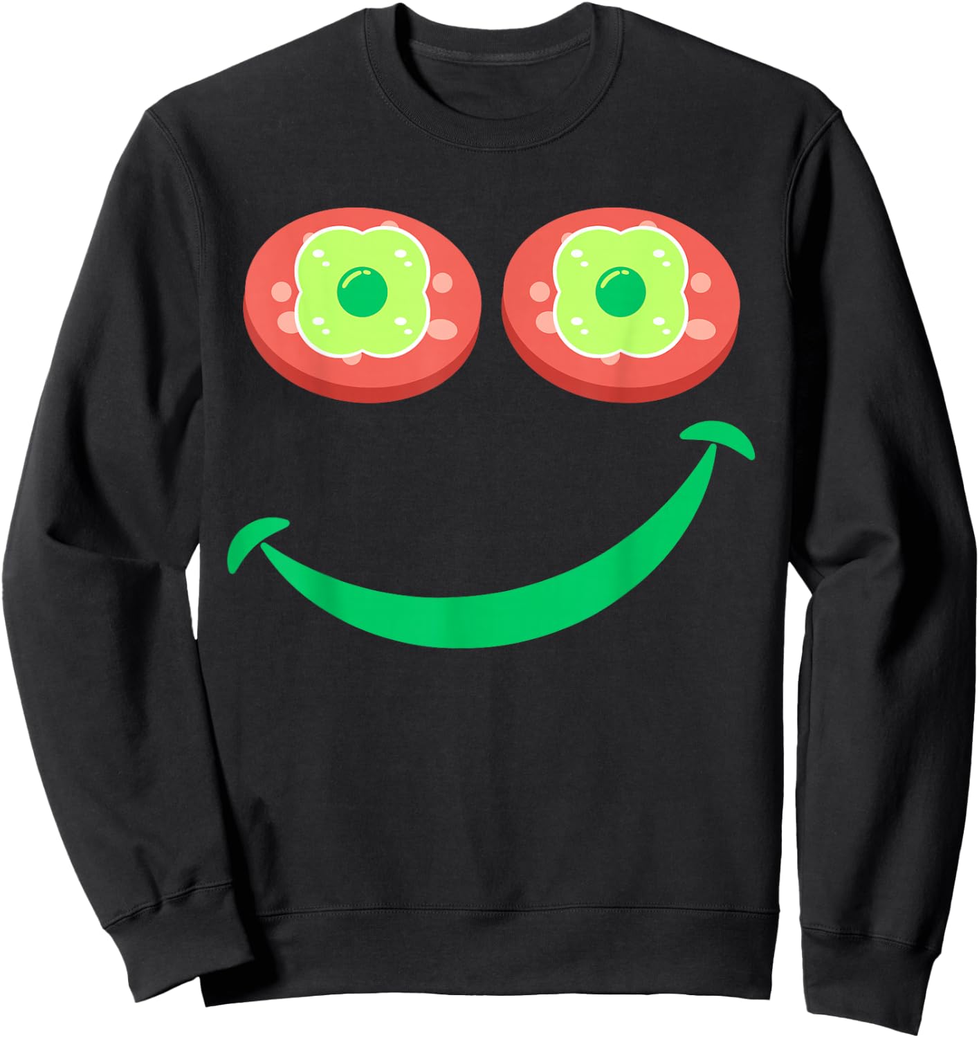 Funny Breakfast Eggs Green Smile Ham Face Sweatshirt - Sweatshirt | Black
