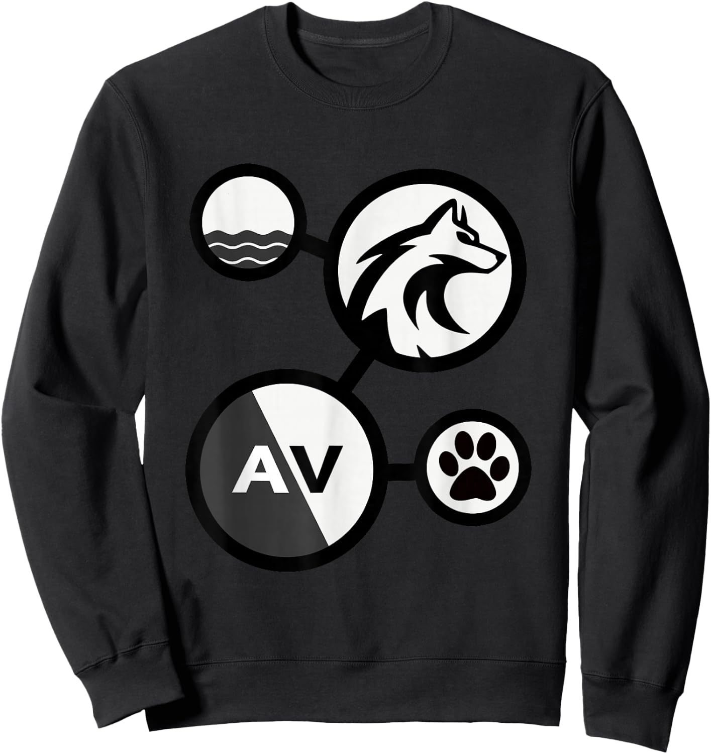 WaterWolf Community Adults , Black, Small, Short Sleeve, Cotton 65% Polyester 35%, , Graphic, Modern, Lightweight, Double Cuff, Stretchable, Casual Wear, Alpha Size Sweatshirt - Sweatshirt | Black
