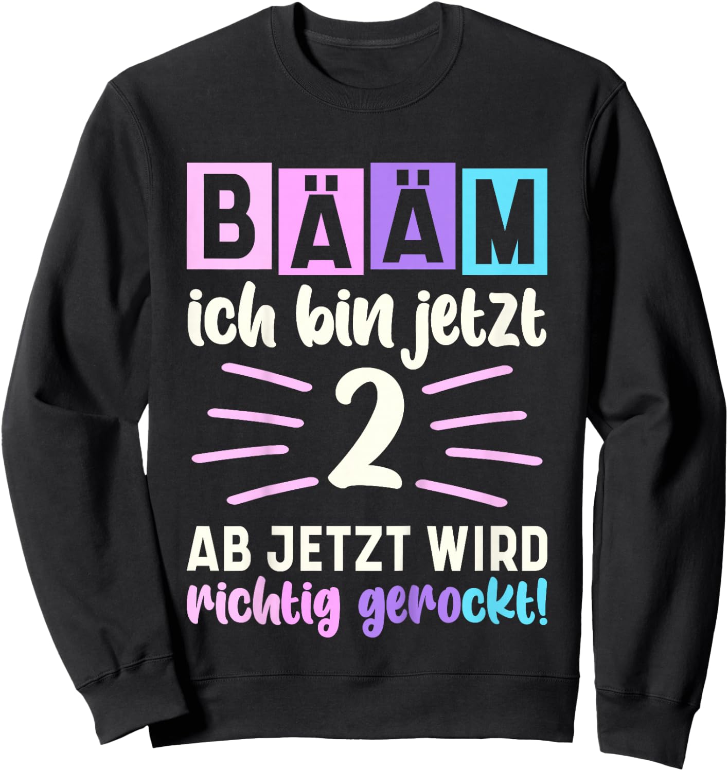 Bääm Ich bin jetzt 2 Geburtstag Zwei Jahre Mädchen Sweatshirt - Sweatshirt | Black