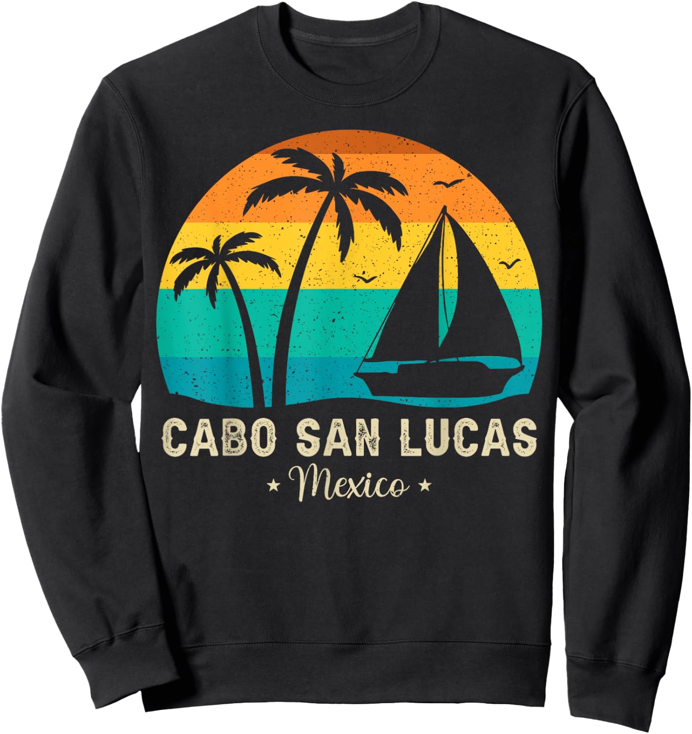 Vintage Cabo San Lucas Mexico Sunset, Vacation Summer Men Women Girls Kids Sweatshirt - Sweatshirt | Black