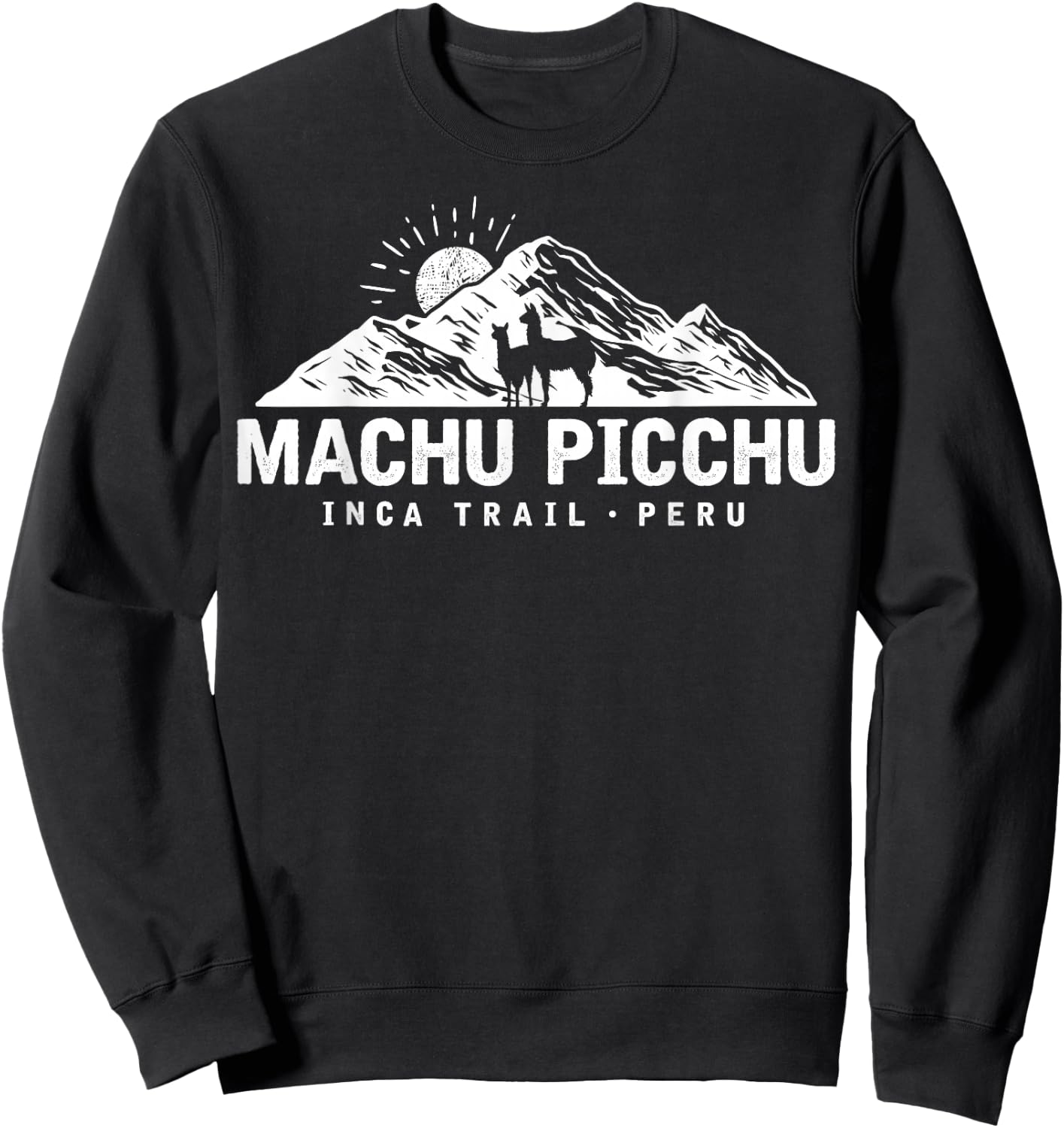 Machu Picchu Retro Llama - Cuzco Peru - Peru Inca Trail Sweatshirt - Sweatshirt | Black