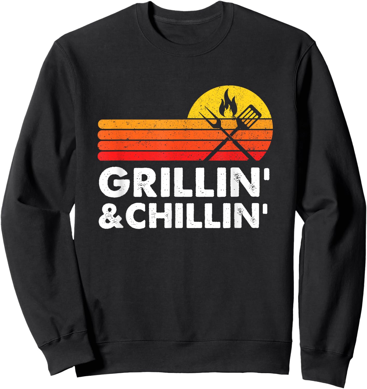 Grilling And Chilling Smoke Meat BBQ Gift Home Cook Dad Men Sweatshirt - Sweatshirt | Black
