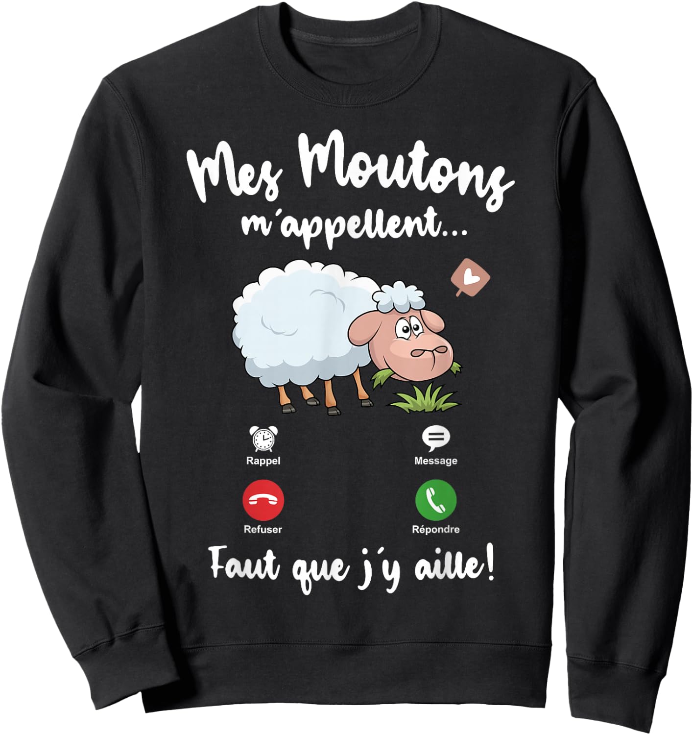 Mes Mes Moutons m'appelent me Woman Girl Child Sheep , Black Sweatshirt - Sweatshirt | Black