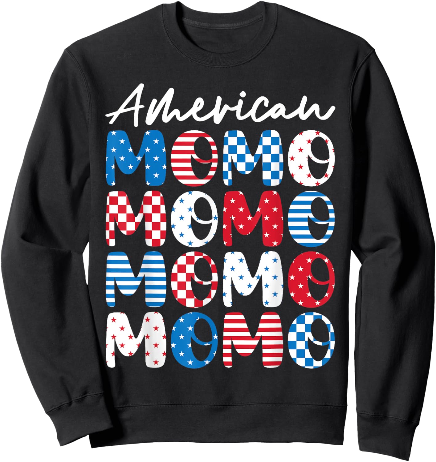 American Momo Momo Momo Red White Blue Stars Stripes Mother Sweatshirt - Sweatshirt | Black