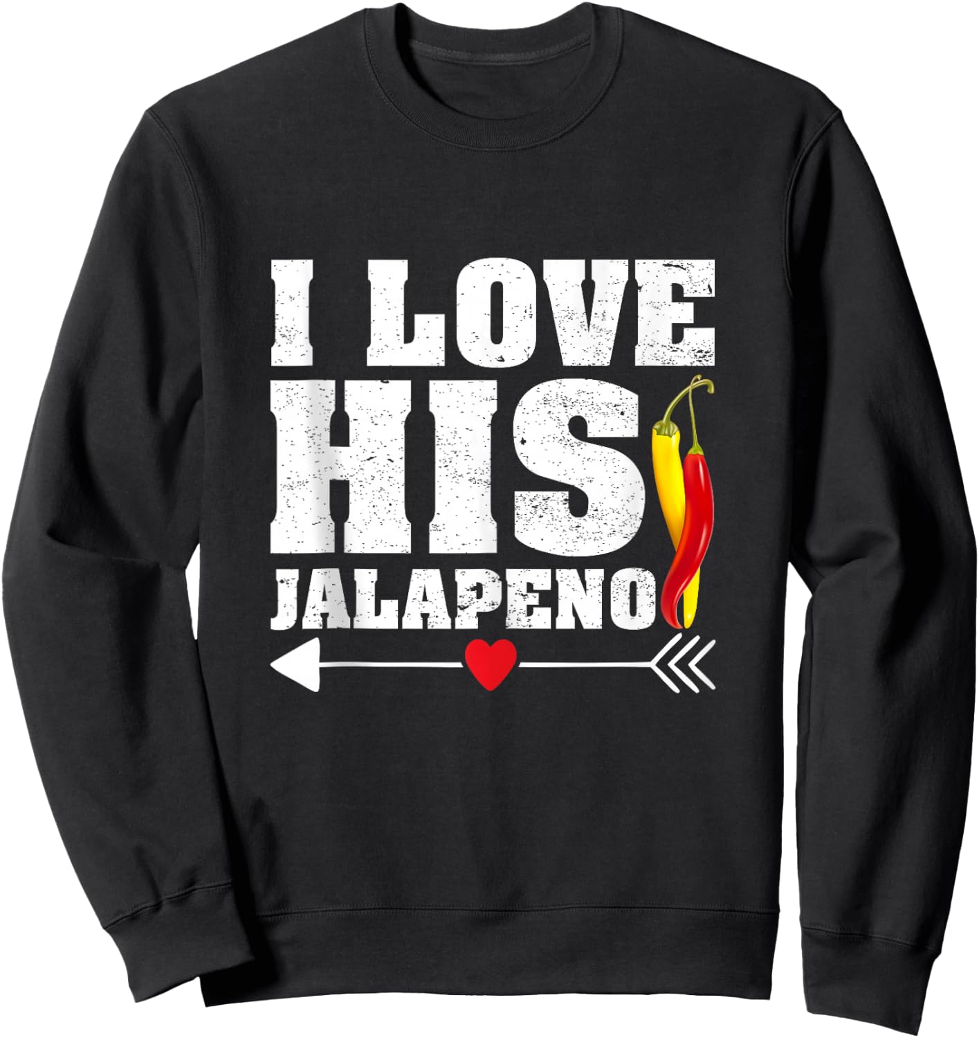 I Love His Jalapeno Matching Couples Cinco De Mayo Fiesta Sweatshirt - Sweatshirt | Black
