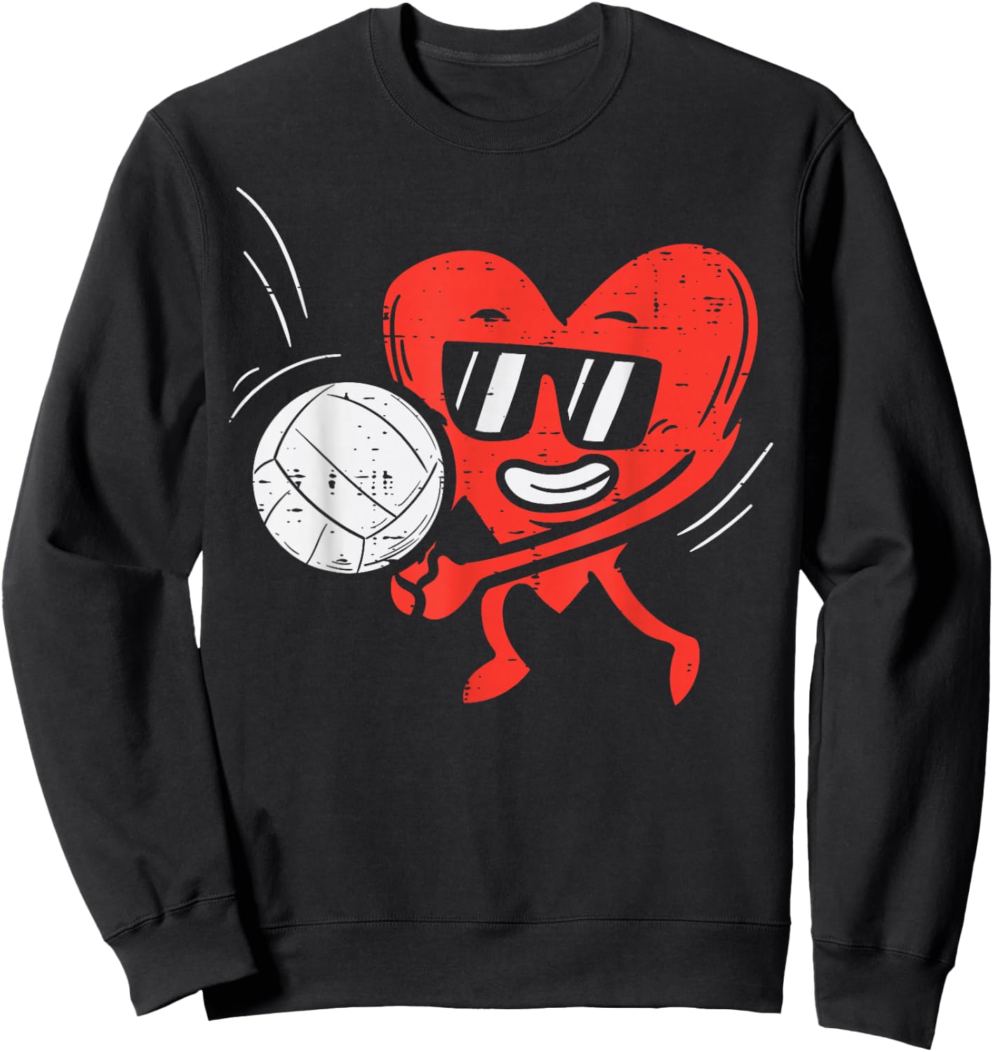 Heart Playing Volleyball Valentines Day Love Sports Girls Sweatshirt - Sweatshirt | Black