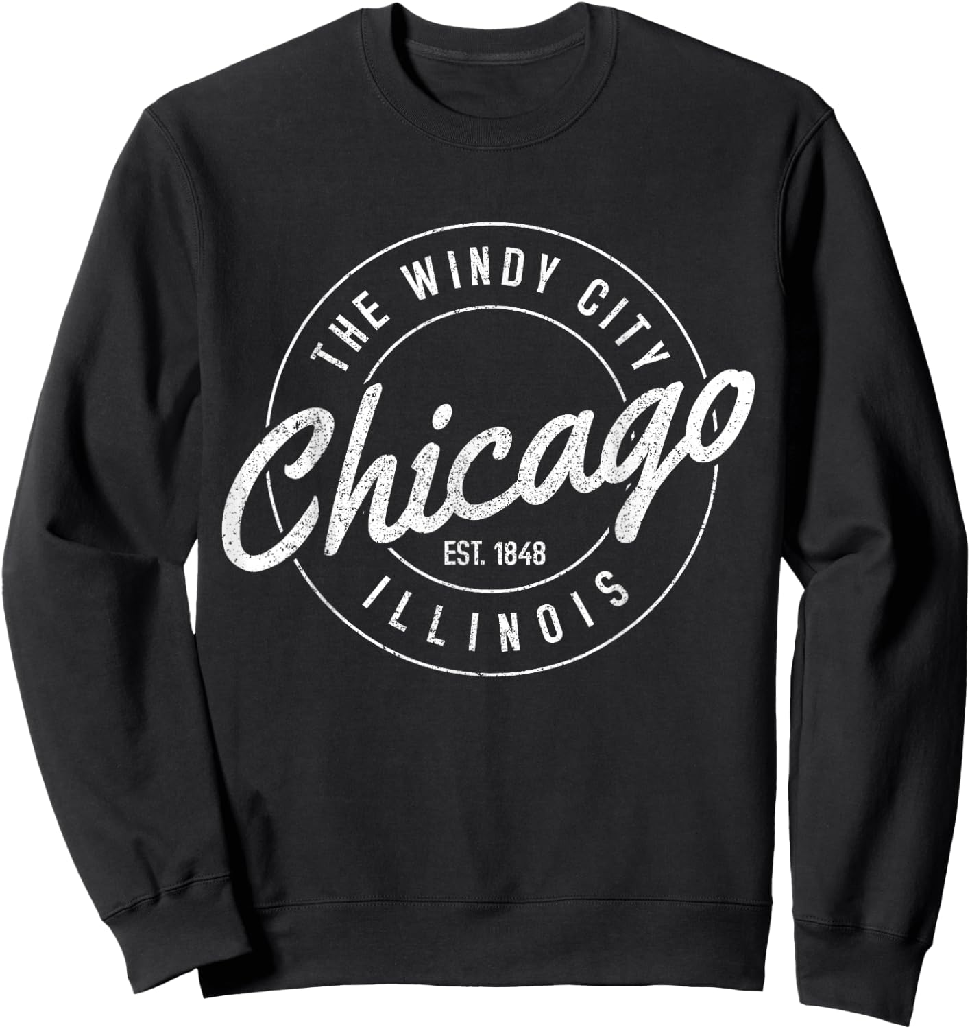 Chicago Est. 1848 Illinois The Windy City Souvenir Gift Small Sweatshirt - Sweatshirt | Black