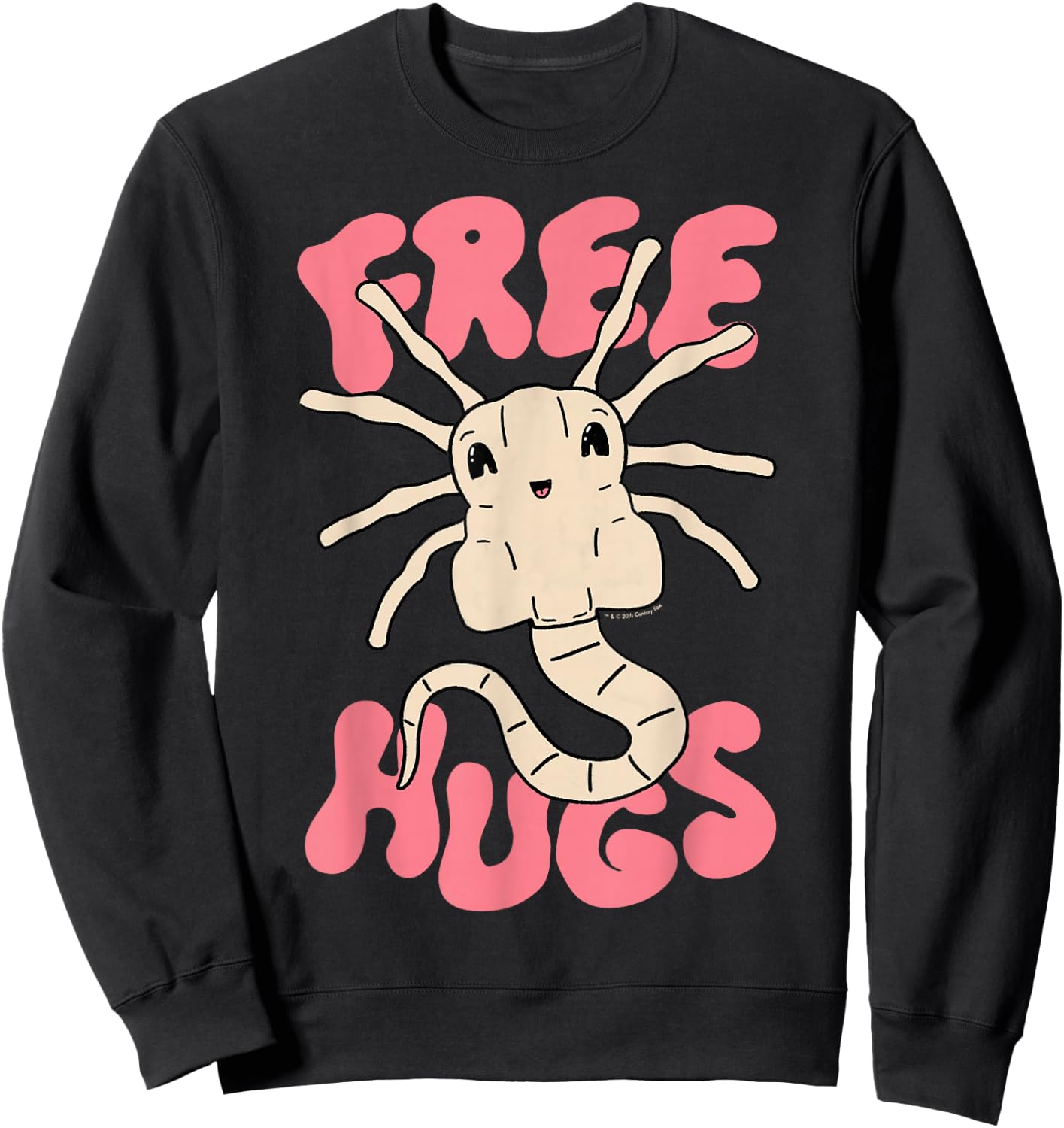Aliens Cute Facehuggers Free Hugs Big Chest Poster Sweatshirt - Sweatshirt | Black