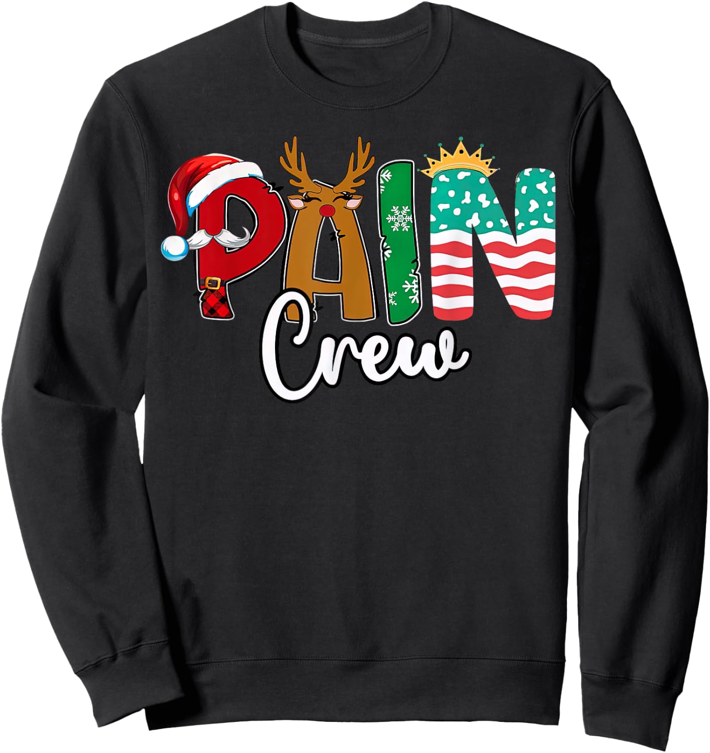 Pain Management Nurse Christmas Pain Crews Scrub Top Women Sweatshirt - Sweatshirt | Black